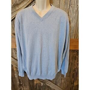 Untuckit size XX Large 2XL mens blue v neck sweater pullover cotton winter warm